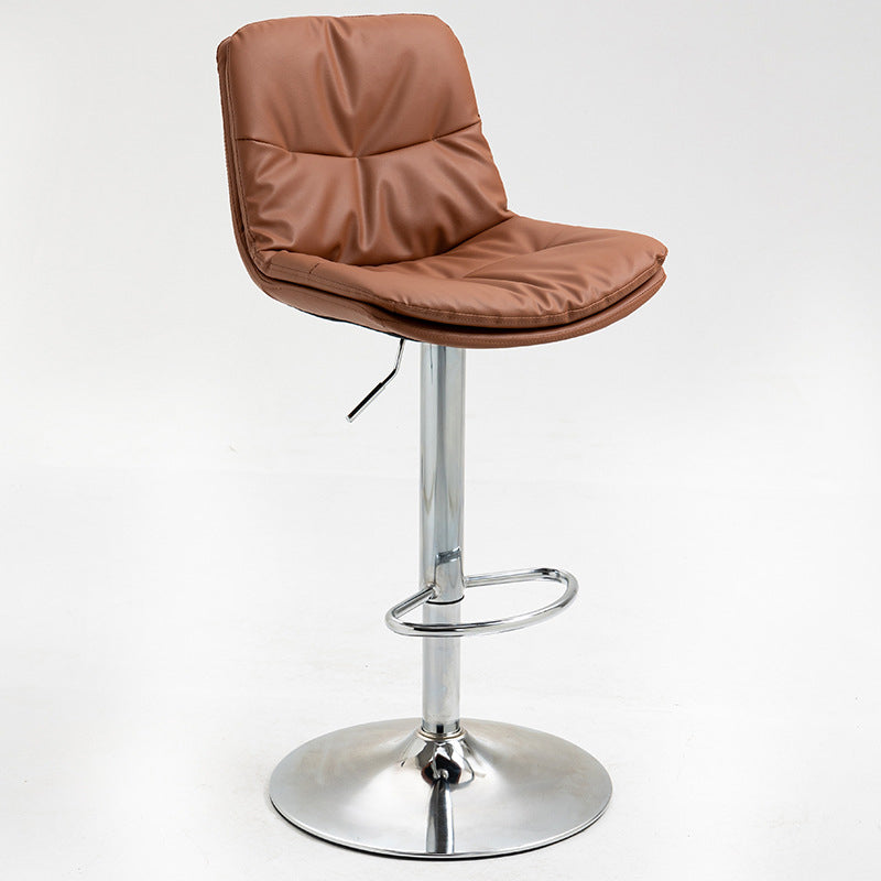 Modern Armless Rotatable Counter Stool Metal Cafe Bar Stool with Cushion and Pedal