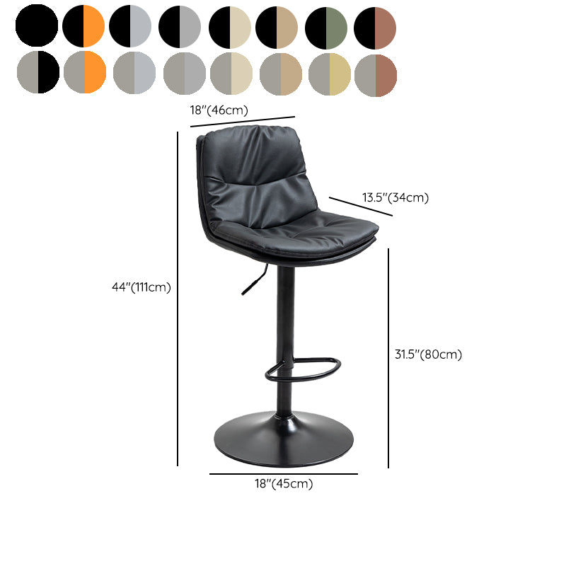 Modern Armless Rotatable Counter Stool Metal Cafe Bar Stool with Cushion and Pedal
