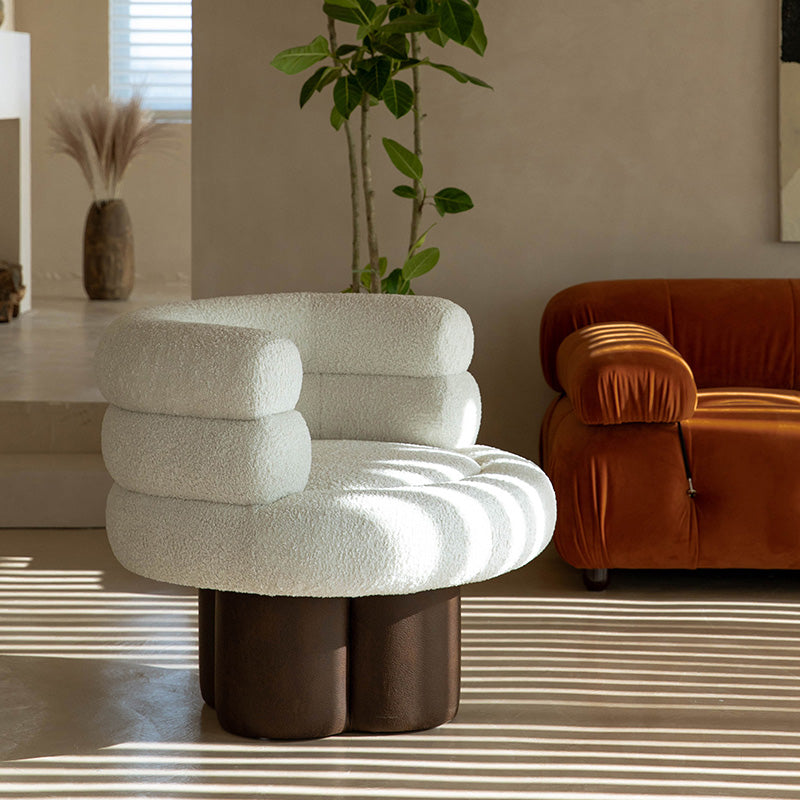 White Lounge Chair Arms Included Barrel Chair for Living Room