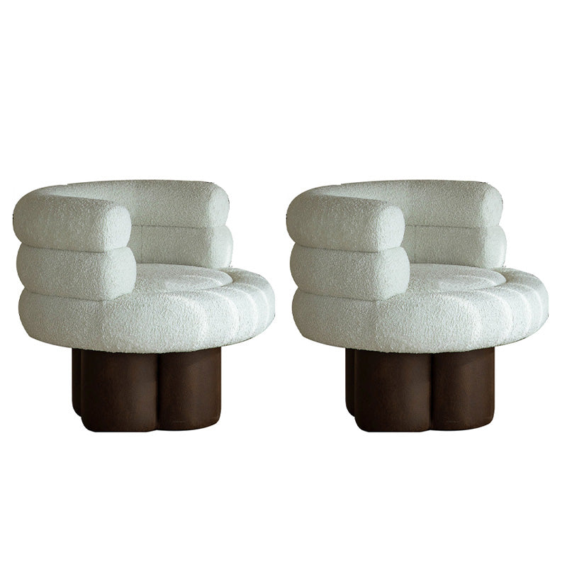 White Lounge Chair Arms Included Barrel Chair for Living Room