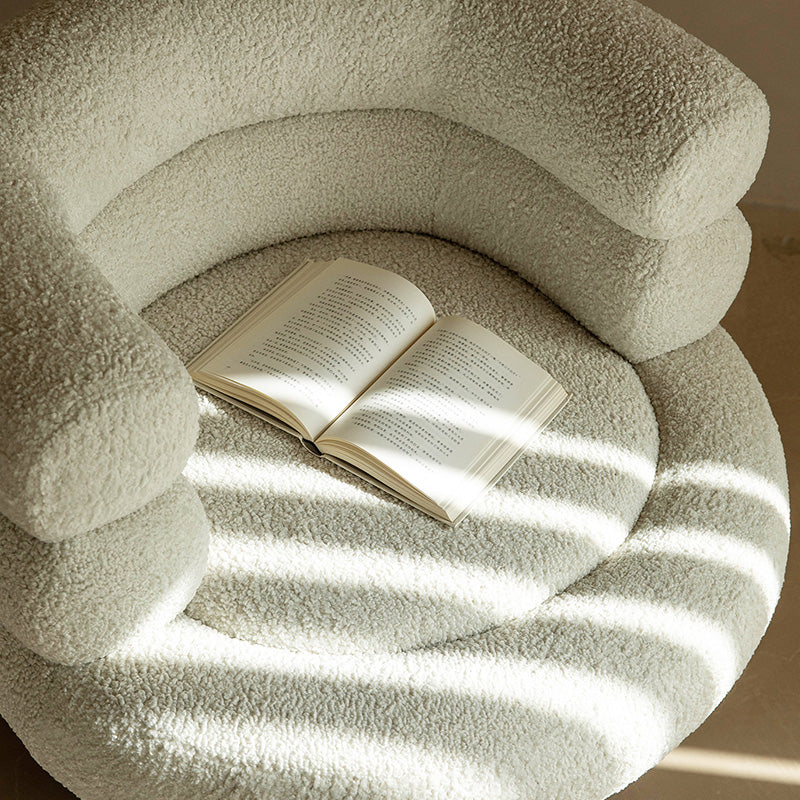 White Lounge Chair Arms Included Barrel Chair for Living Room