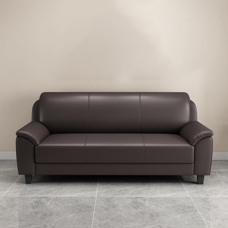 Contemporary Faux Leather Sofa Wood Frame Pillow Top Arm Sofa