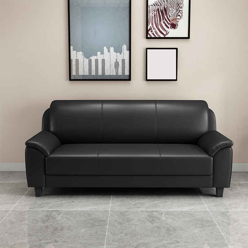 Contemporary Faux Leather Sofa Wood Frame Pillow Top Arm Sofa