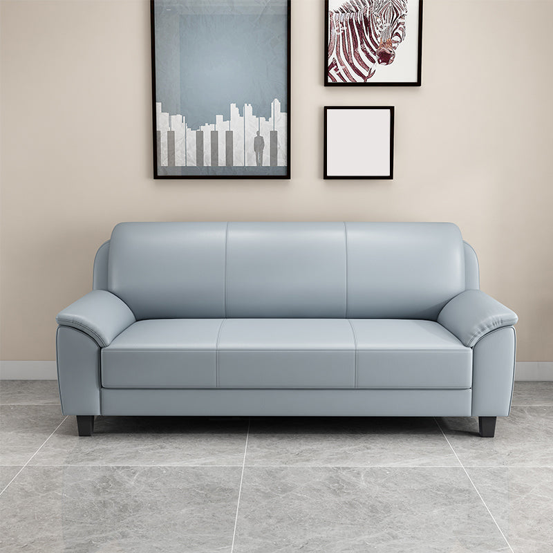 Contemporary Faux Leather Sofa Wood Frame Pillow Top Arm Sofa