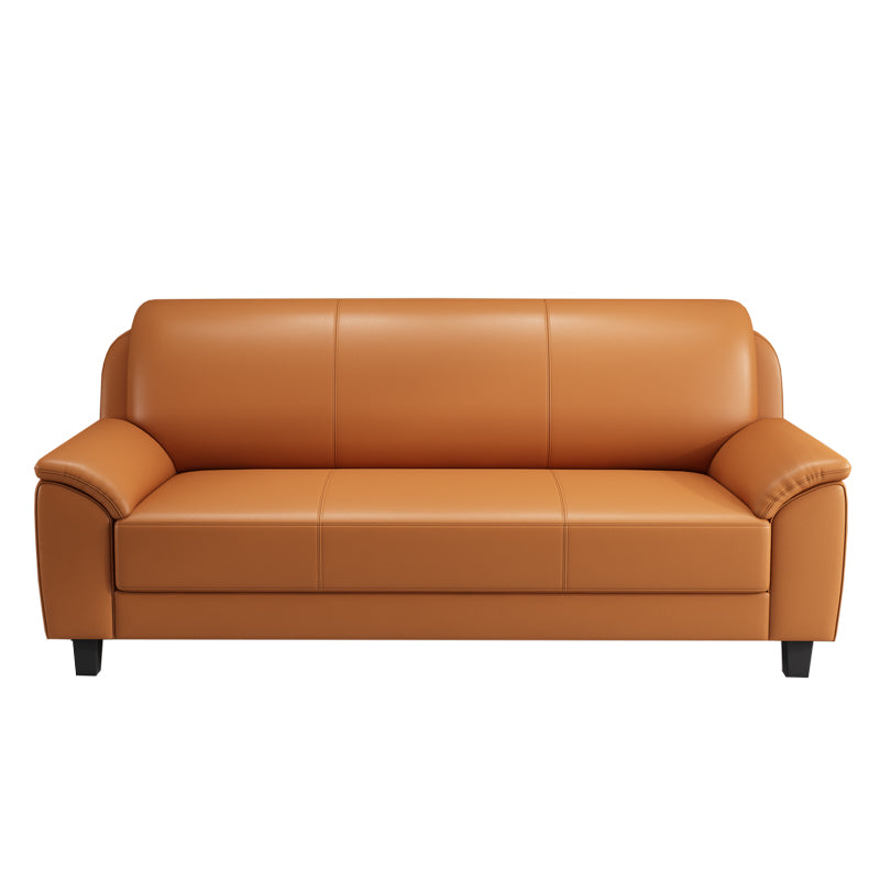 Contemporary Faux Leather Sofa Wood Frame Pillow Top Arm Sofa