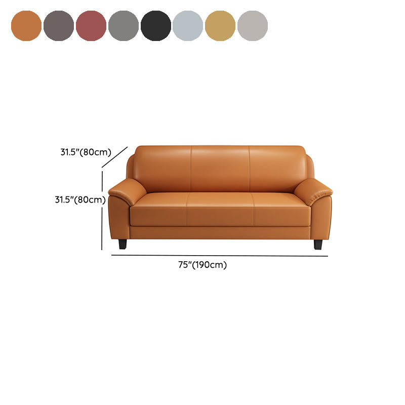 Contemporary Faux Leather Sofa Wood Frame Pillow Top Arm Sofa