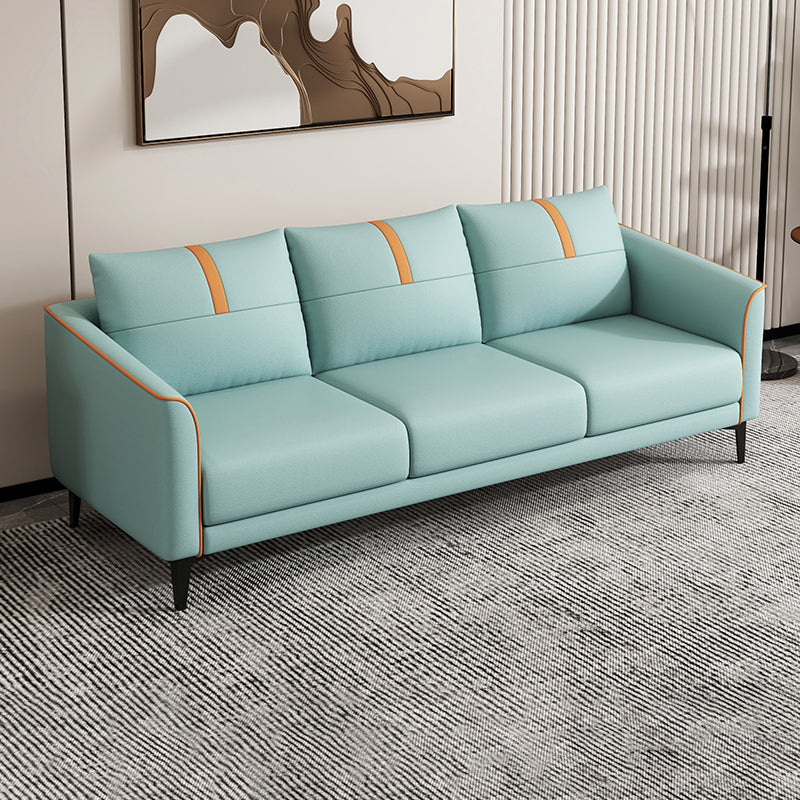 31.49" H Pillow Back Sofa Square Arm Faux Leather Convertible Sofa