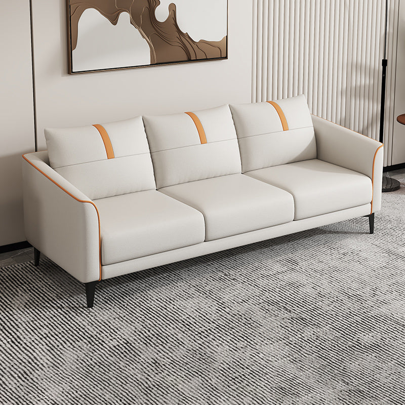 31.49" H Pillow Back Sofa Square Arm Faux Leather Convertible Sofa