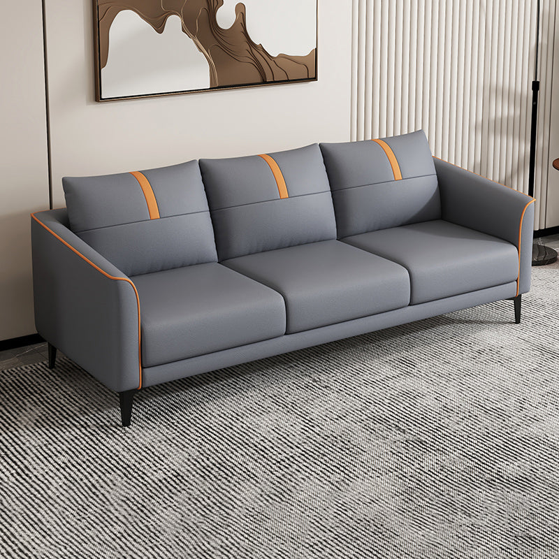 31.49" H Pillow Back Sofa Square Arm Faux Leather Convertible Sofa