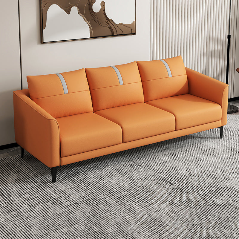 31.49" H Pillow Back Sofa Square Arm Faux Leather Convertible Sofa