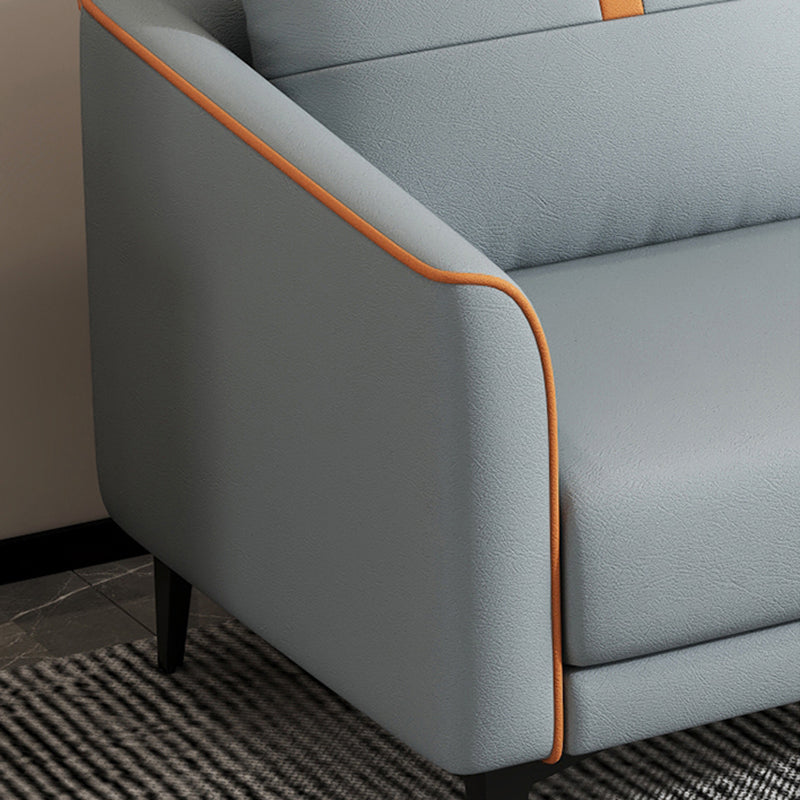 31.49" H Pillow Back Sofa Square Arm Faux Leather Convertible Sofa