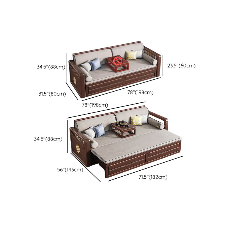 Glam Foldable Sleeper Sofa Latex and Foam Convertible Sofas with Storage