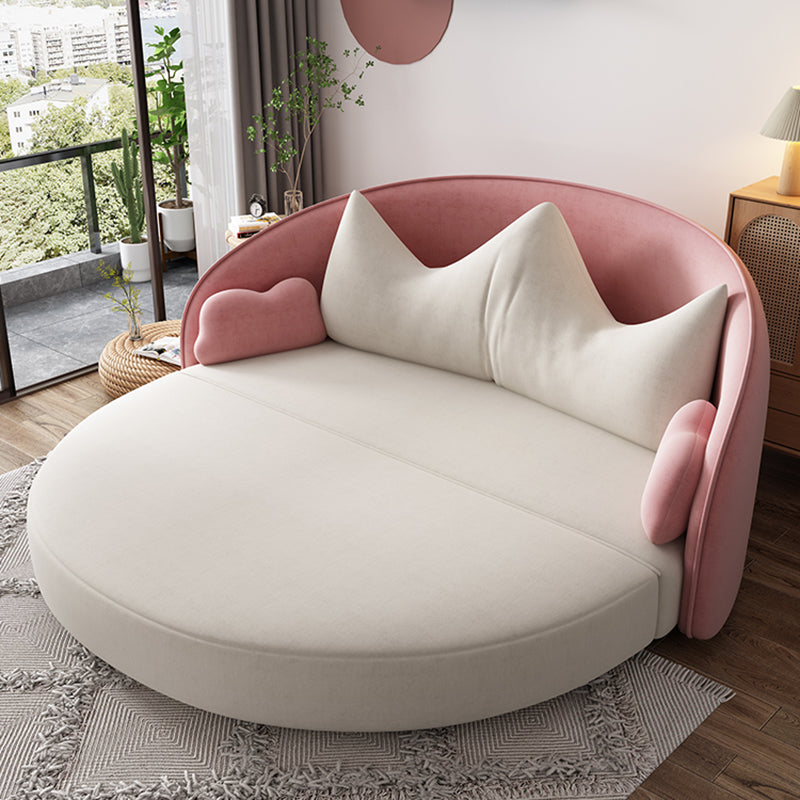 Foldable Glam Sofa Bed No Distressing Pink Pillow Back Sleeper Sofa