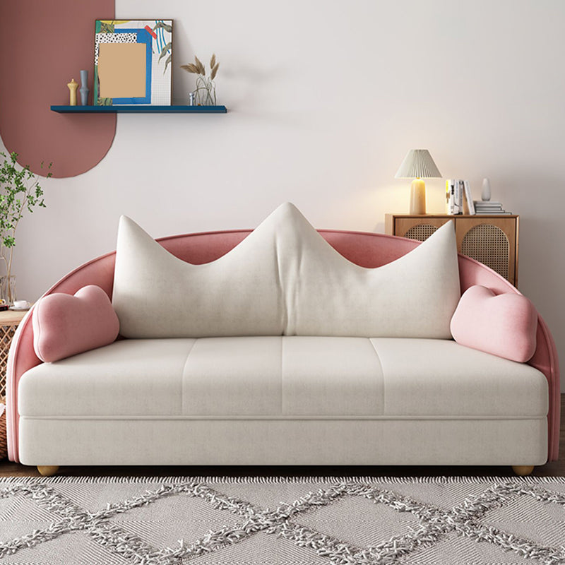 Foldable Glam Sofa Bed No Distressing Pink Pillow Back Sleeper Sofa
