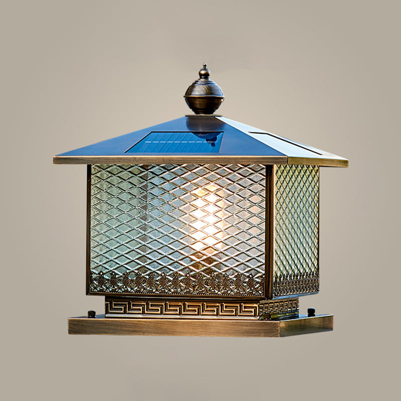 1-Light Solar Energy Pillar Lamp Square Outdoor Light for Garden