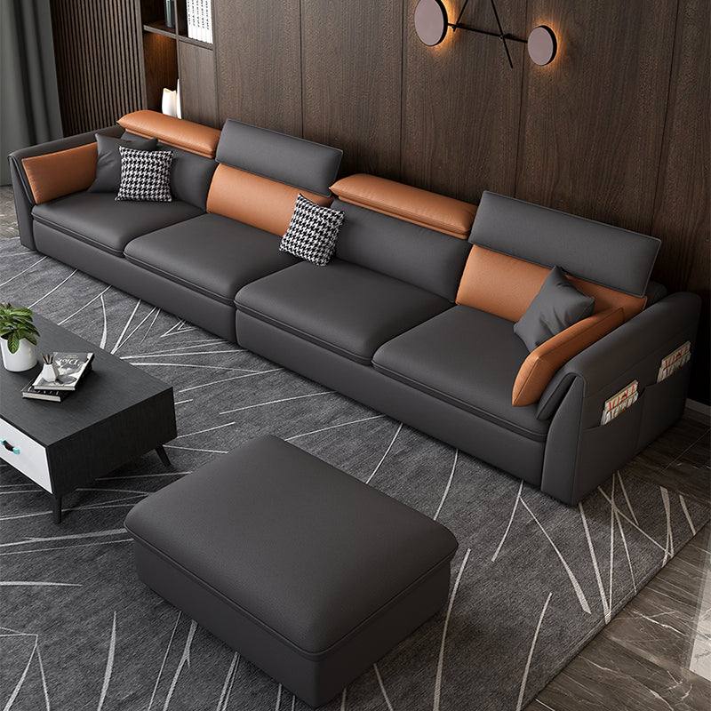 Modern Pillowed Back Cushions Sectional Grey Pillow Top Arm Chesterfield Sectional