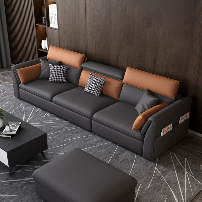 Modern Pillowed Back Cushions Sectional Grey Pillow Top Arm Chesterfield Sectional