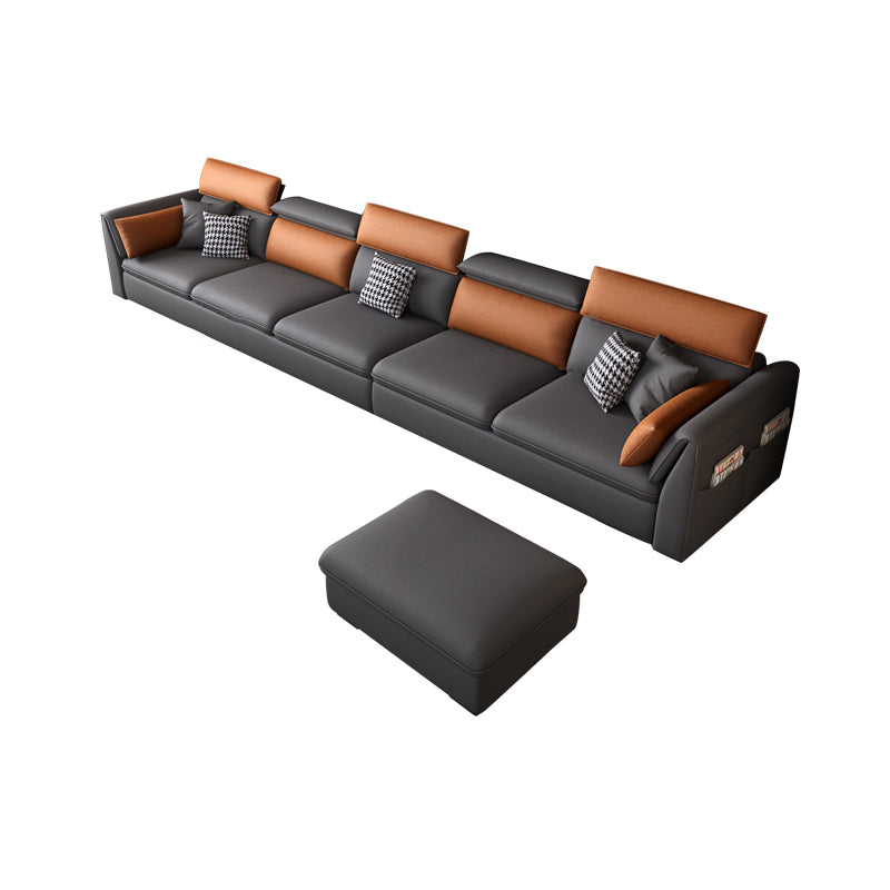 Modern Pillowed Back Cushions Sectional Grey Pillow Top Arm Chesterfield Sectional