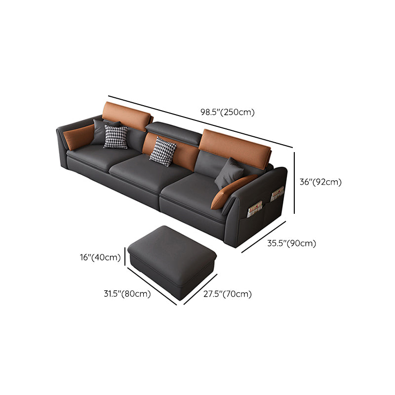 Modern Pillowed Back Cushions Sectional Grey Pillow Top Arm Chesterfield Sectional