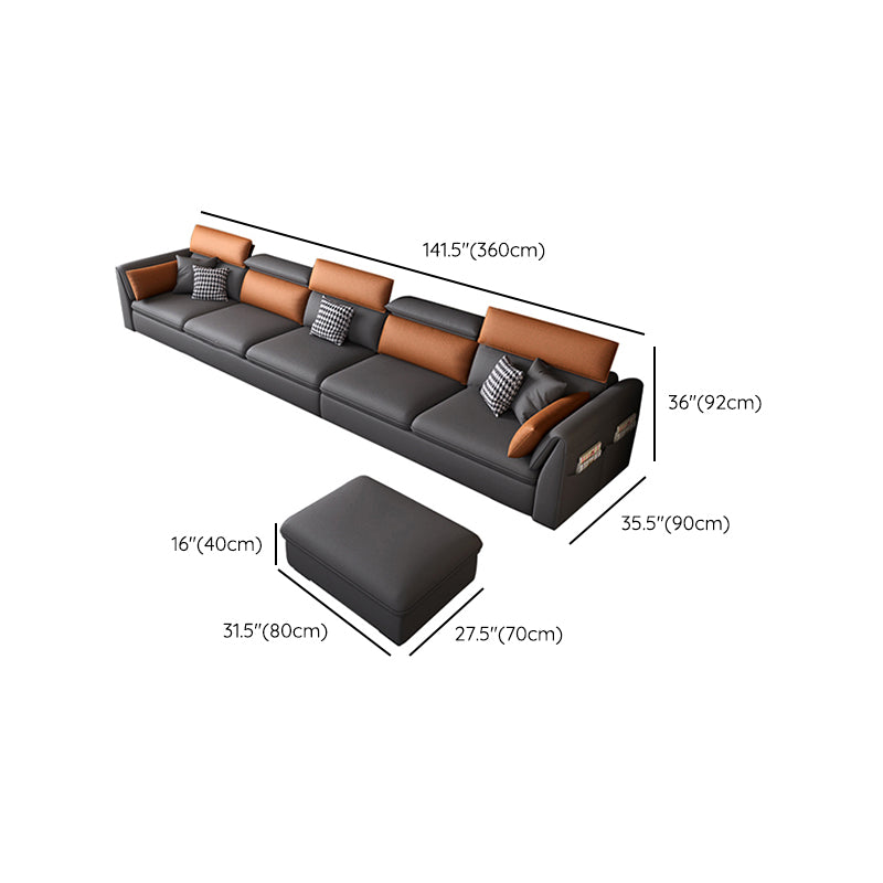 Modern Pillowed Back Cushions Sectional Grey Pillow Top Arm Chesterfield Sectional