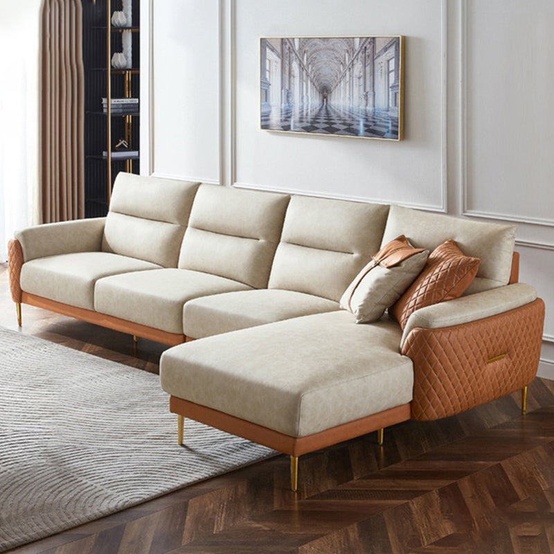 Faux Leather Modern Sectional Sofa, Pillow Top Arm Sectional couch