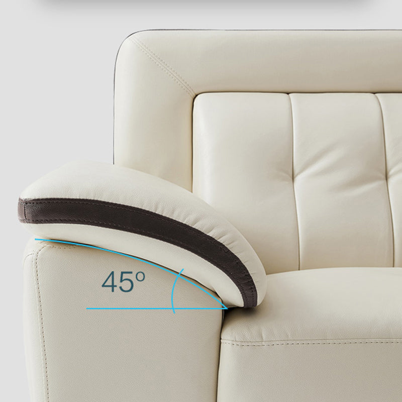 Pillow Top Arm Sectional Sofa with Tufted Genuine Leather Living Room Sectional sofa