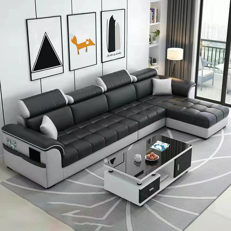 110" Pillow Top Arm Sectionals Contemporary Upholstered Sectional Sofa Set