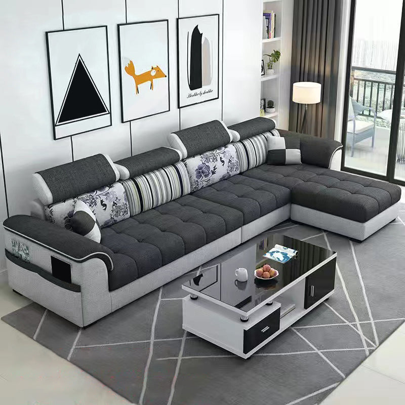 110" Pillow Top Arm Sectionals Contemporary Upholstered Sectional Sofa Set