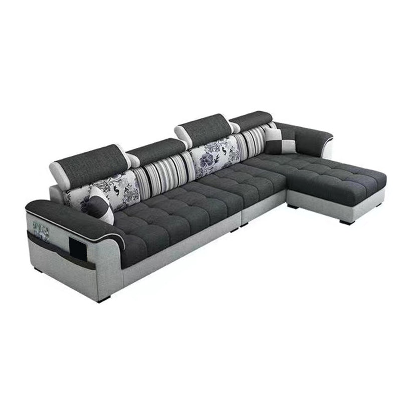 110" Pillow Top Arm Sectionals Contemporary Upholstered Sectional Sofa Set