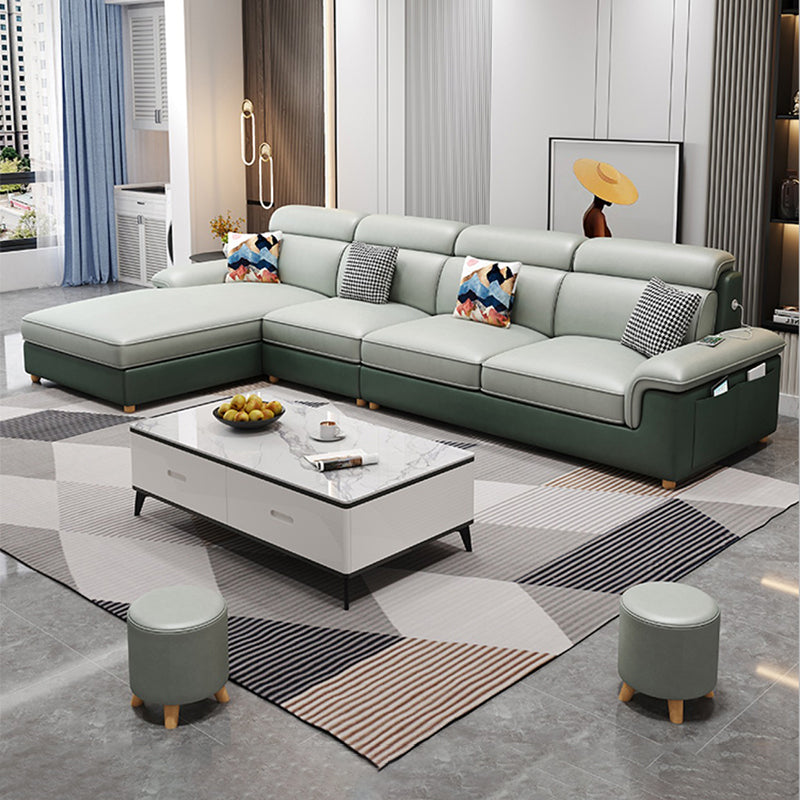 130.7" Pillow Top Arm Sectionals, Scandinavian Natural Leg Sectional Set