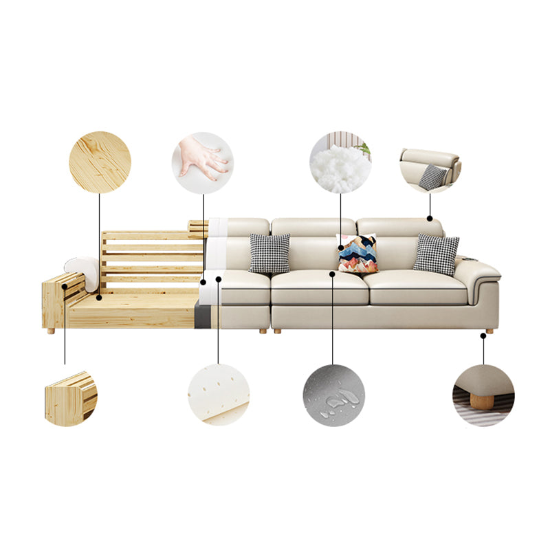 130.7" Pillow Top Arm Sectionals, Scandinavian Natural Leg Sectional Set