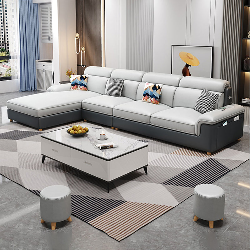 130.7" Pillow Top Arm Sectionals, Scandinavian Natural Leg Sectional Set