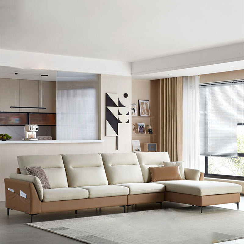 35.4" W Contemporary  Sectionals Faux Leather Sectional Sofa Set