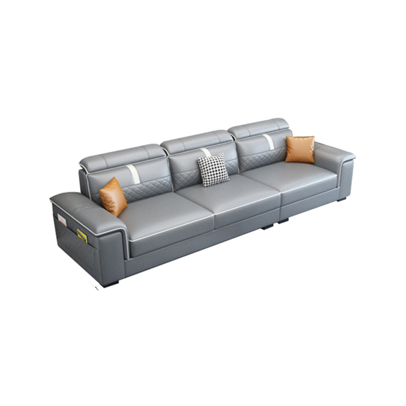 Pillow Top Arm Sofa 35.43" High Faux Leather Sofa Stain Resistant
