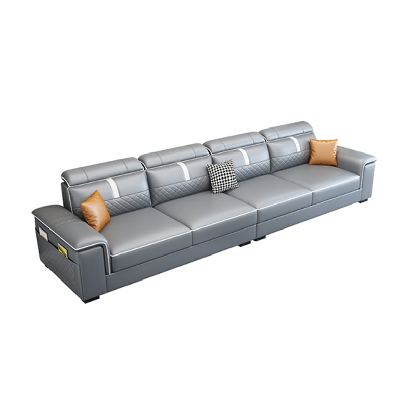 Pillow Top Arm Sofa 35.43" High Faux Leather Sofa Stain Resistant