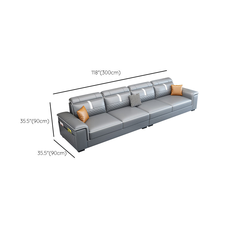 Pillow Top Arm Sofa 35.43" High Faux Leather Sofa Stain Resistant