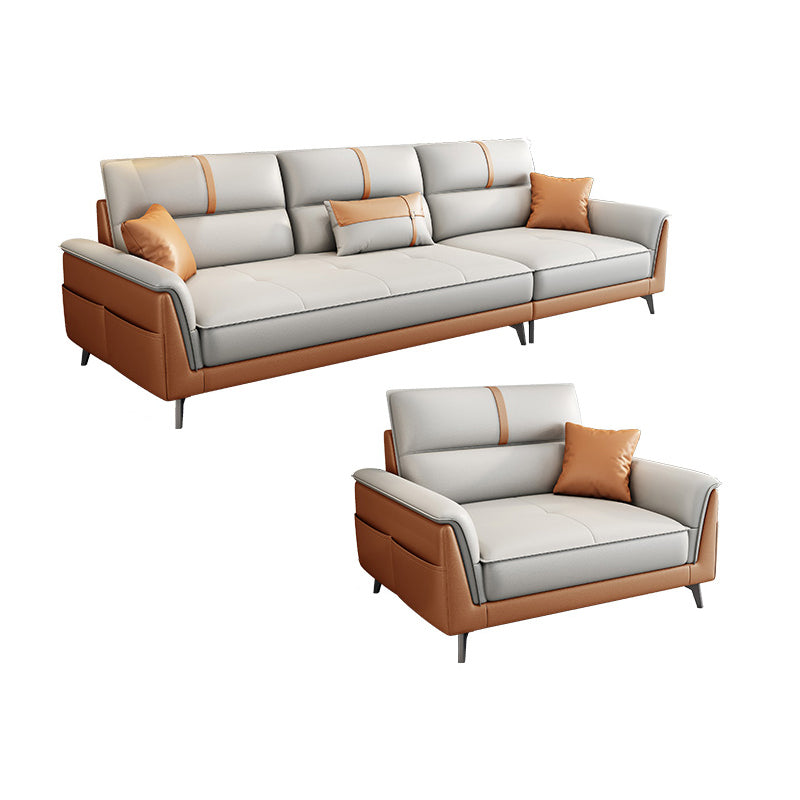 Pillow Top Arm Sofa 35.43" High Faux Leather Sofa for Living Room