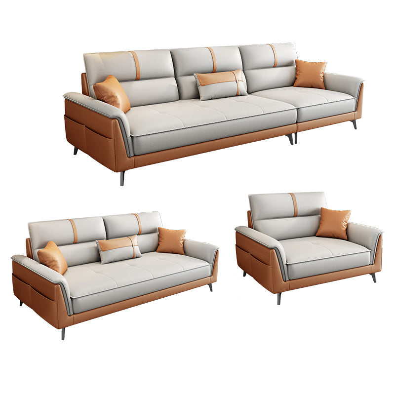 Pillow Top Arm Sofa 35.43" High Faux Leather Sofa for Living Room
