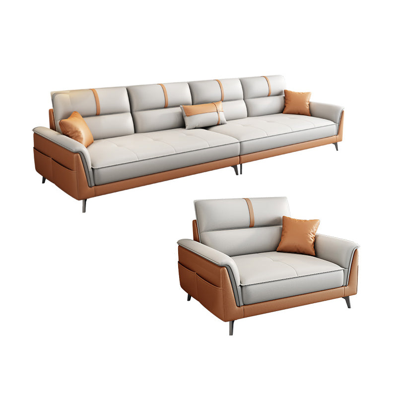 Pillow Top Arm Sofa 35.43" High Faux Leather Sofa for Living Room