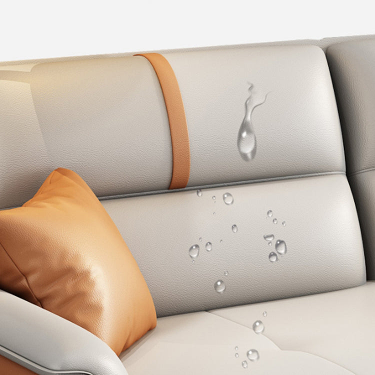 Pillow Top Arm Sofa 35.43" High Faux Leather Sofa for Living Room