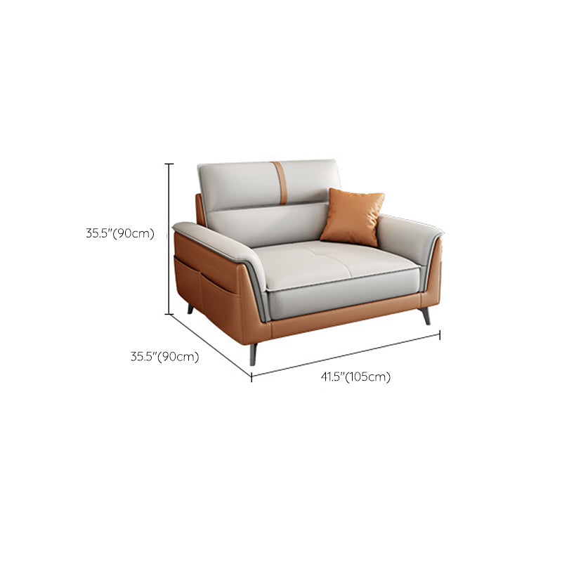 Pillow Top Arm Sofa 35.43" High Faux Leather Sofa for Living Room
