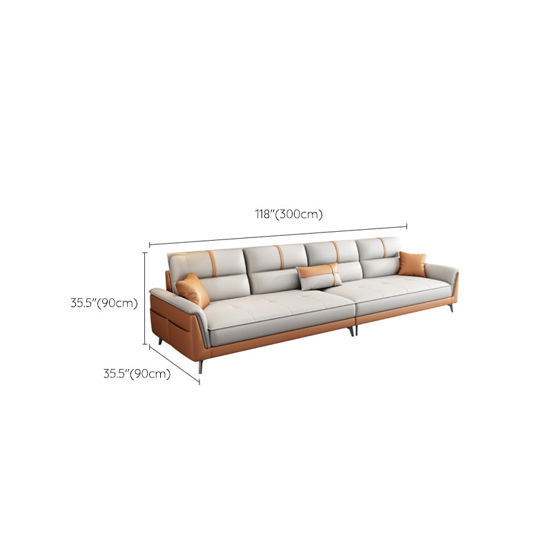 Pillow Top Arm Sofa 35.43" High Faux Leather Sofa for Living Room