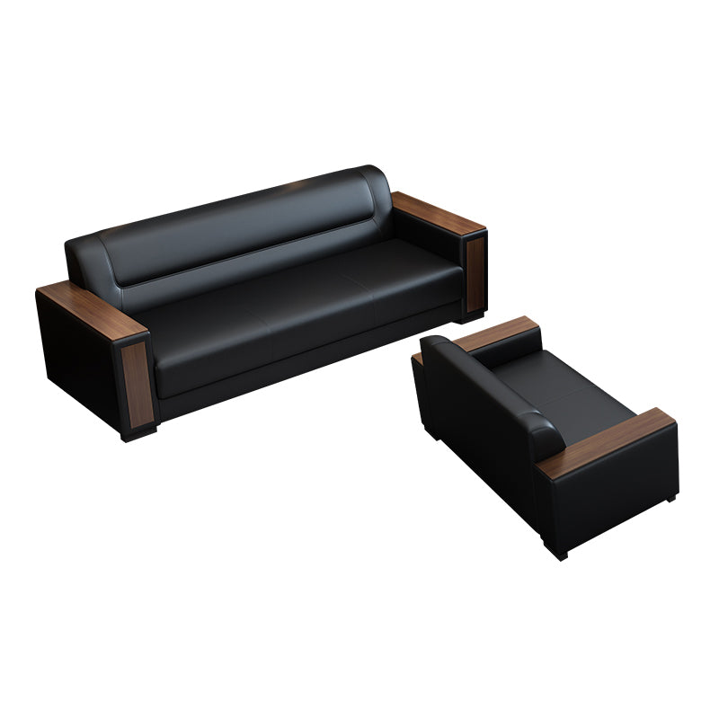 Square Arm Sofa 34.64" High Faux Leather/Genuine Leather Sofa