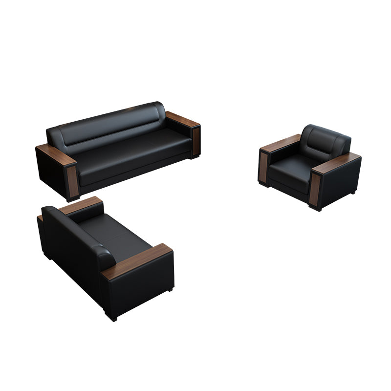 Square Arm Sofa 34.64" High Faux Leather/Genuine Leather Sofa