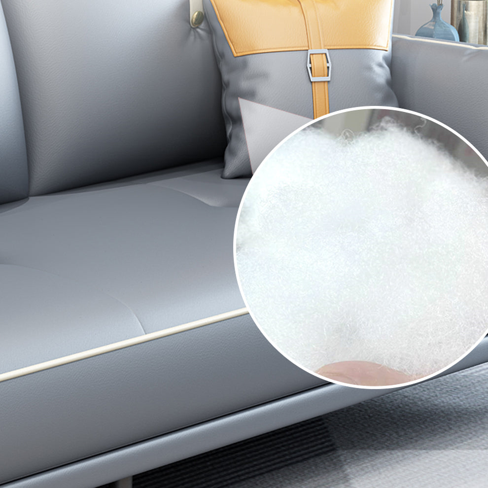 Faux Leather Sofa 35.43" High Modern Square Arm Sofa with 4 Pillows