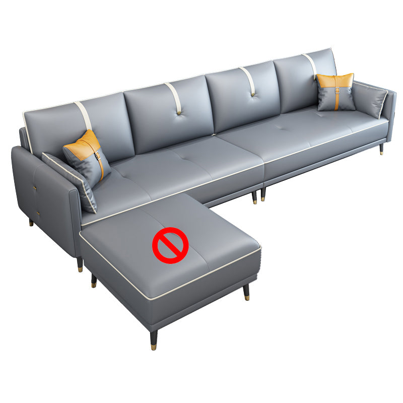 Faux Leather Sofa 35.43" High Modern Square Arm Sofa with 4 Pillows