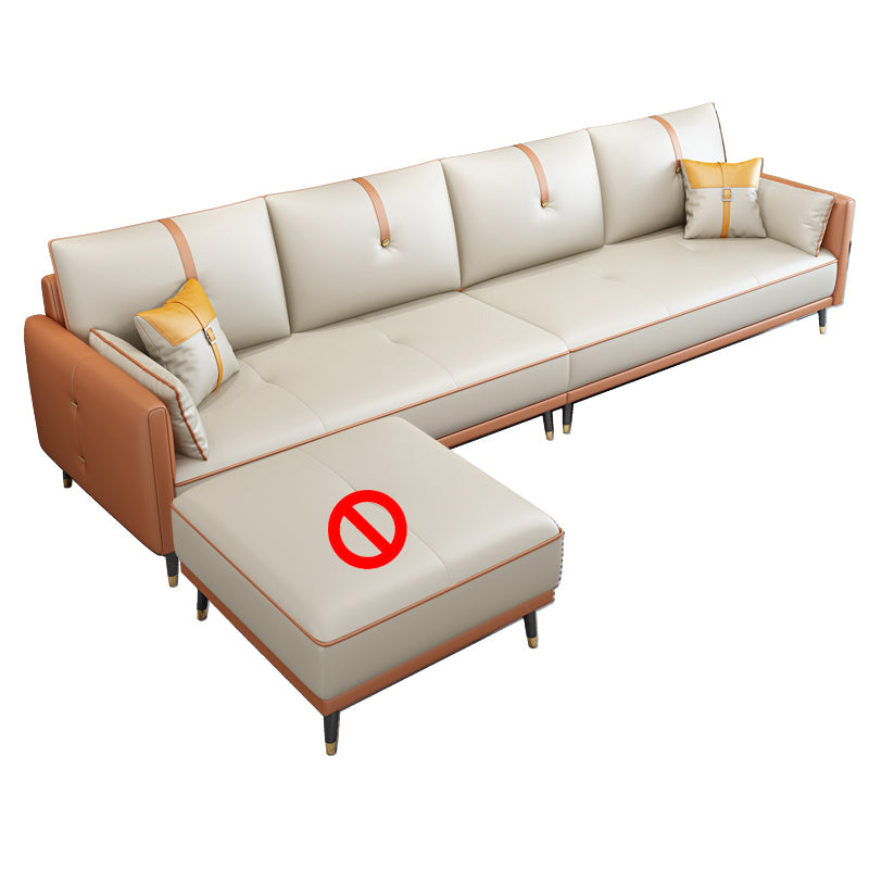 Faux Leather Sofa 35.43" High Modern Square Arm Sofa with 4 Pillows