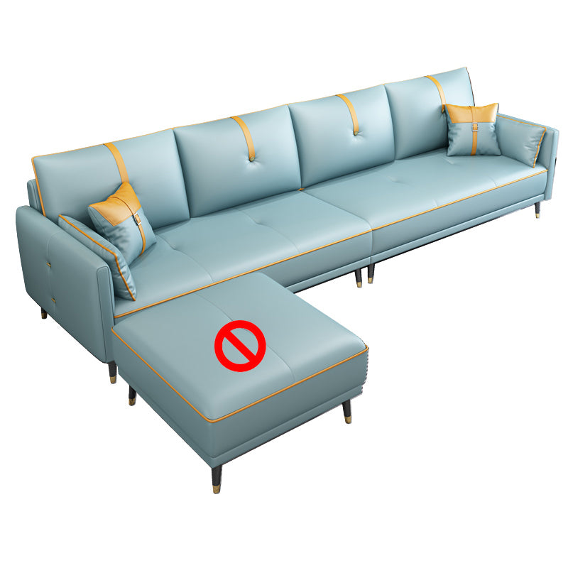 Faux Leather Sofa 35.43" High Modern Square Arm Sofa with 4 Pillows