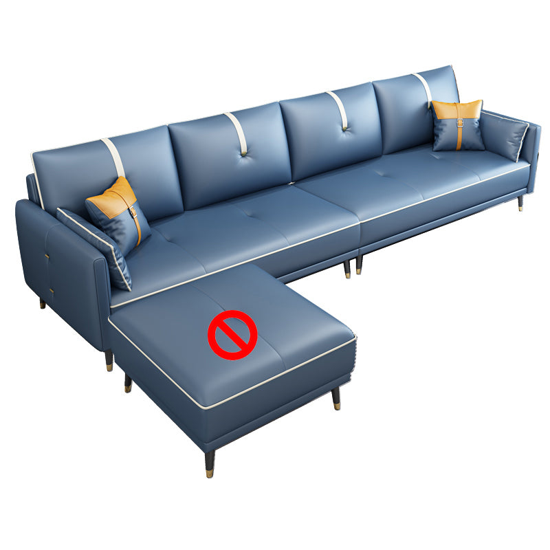 Faux Leather Sofa 35.43" High Modern Square Arm Sofa with 4 Pillows