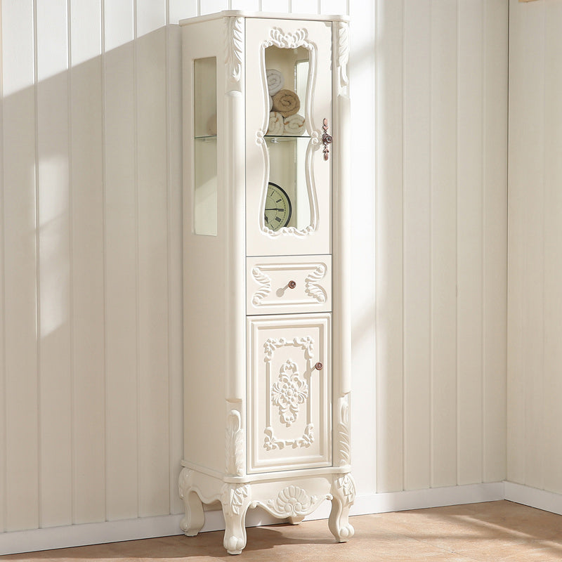 Modern Standard Accent Cabinet White Solid Wood Cabinet with Doors